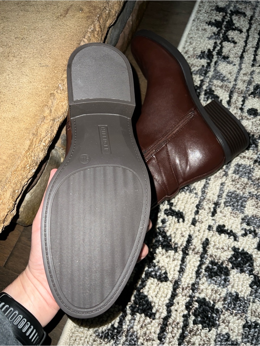 Tommy Hilfiger Brown Leather Ankle Booties with Buckle - Picture 5 of 5